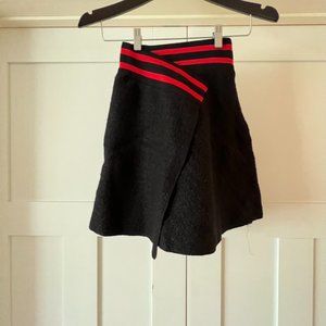 Asymmetrical Black and Red Skirt